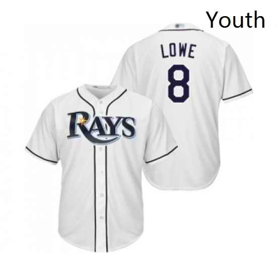Youth Tampa Bay Rays 8 Brandon Lowe Replica White Home Cool Base Baseball Jersey